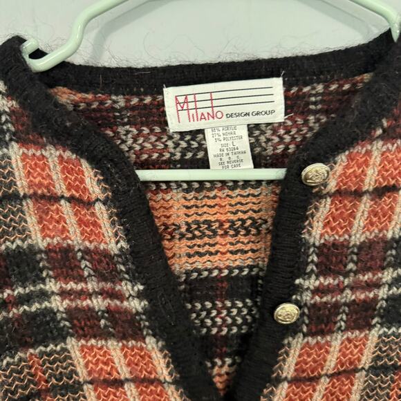 Vintage Milano Design Group Plaid Button Down Sweater Women's Size Large Mohair - Picture 6 of 8